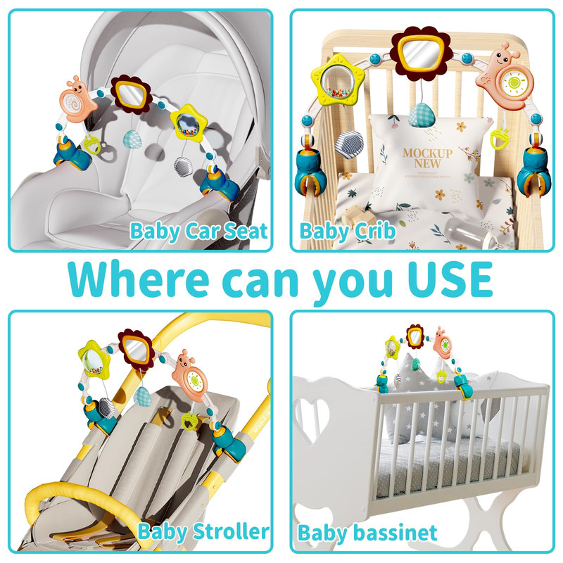 JUGUETE SONAJERO ARCO COCHE CUNA AJUSTABLE BEBES LAU - 3