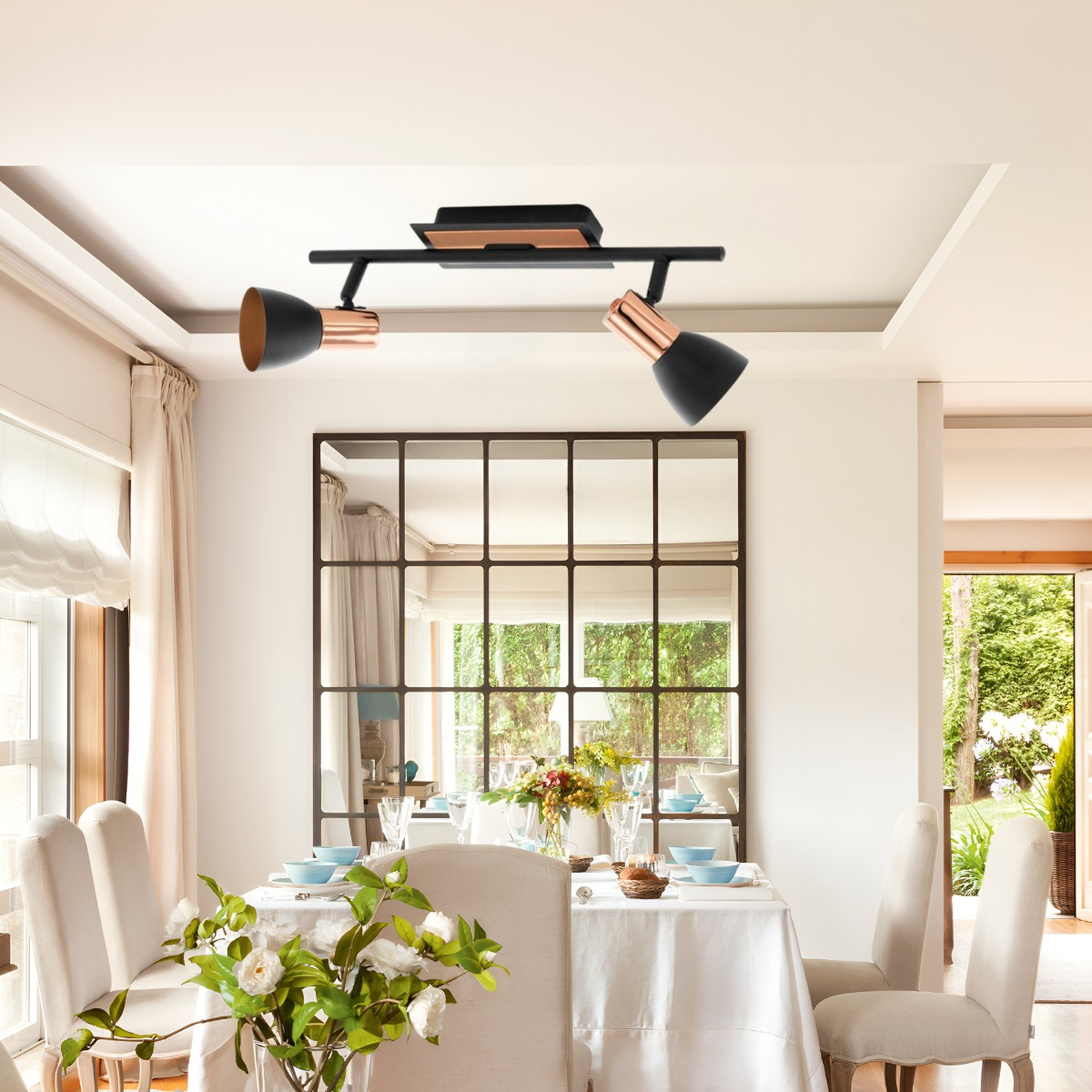 LÁMPARA DOBLE TECHO PARED E27 NEGRO COBRE 110V 220V JHN - 5