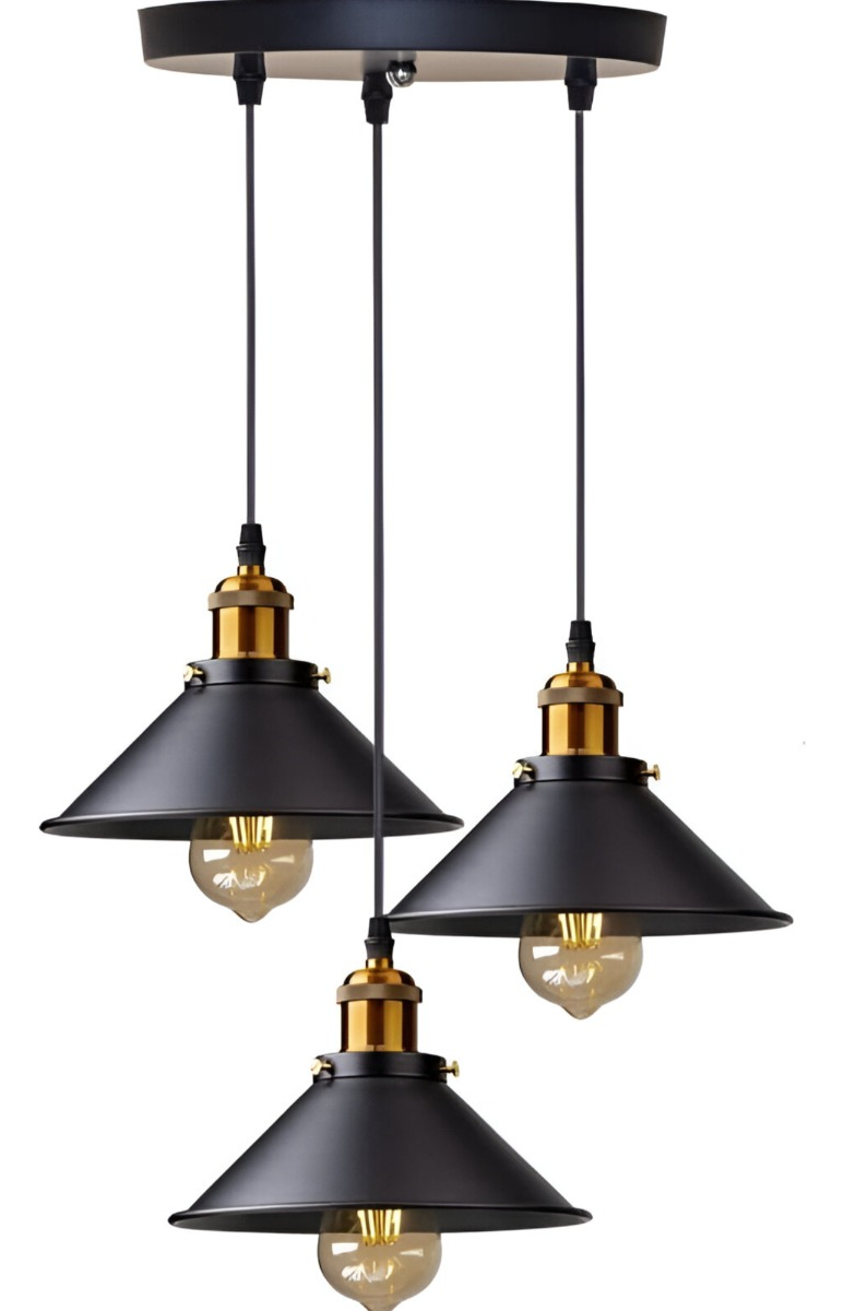 LÁMPARA COLGANTE TECHO INDUSTRIAL AJUSTABLE 3 FOCOS JHN - 1