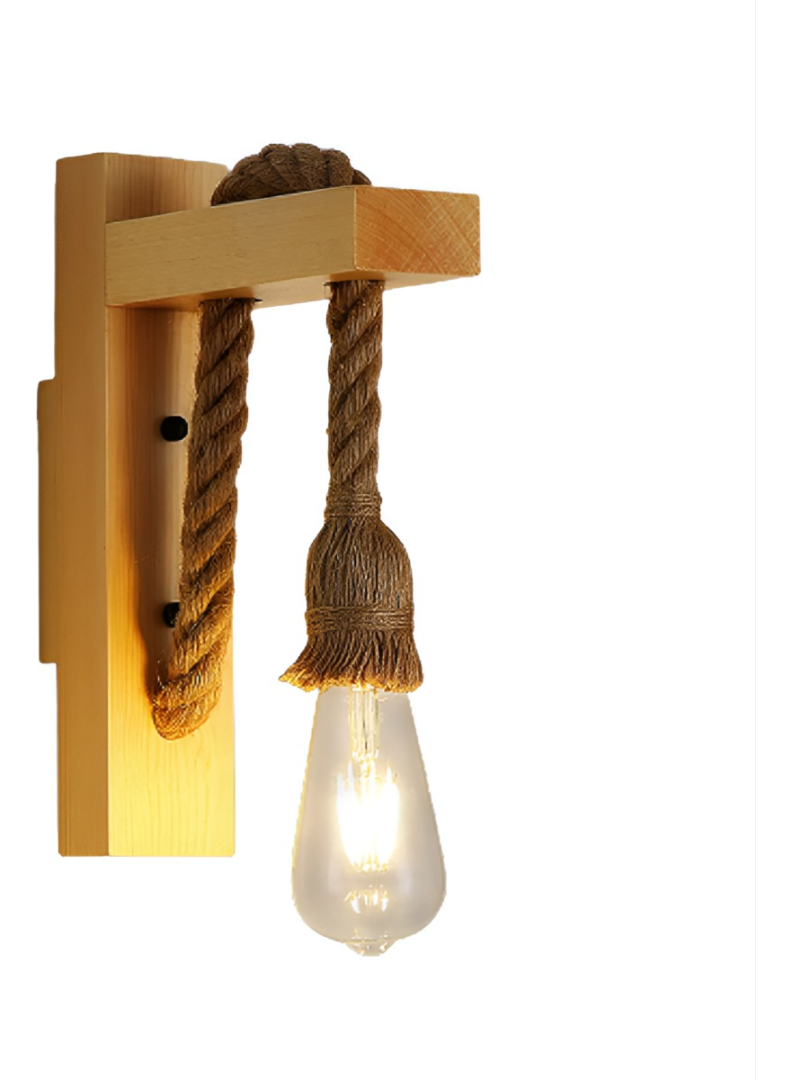 LÁMPARA PARED MADERA VINTAGE RÚSTICA RETRO SOGA JHN - 1