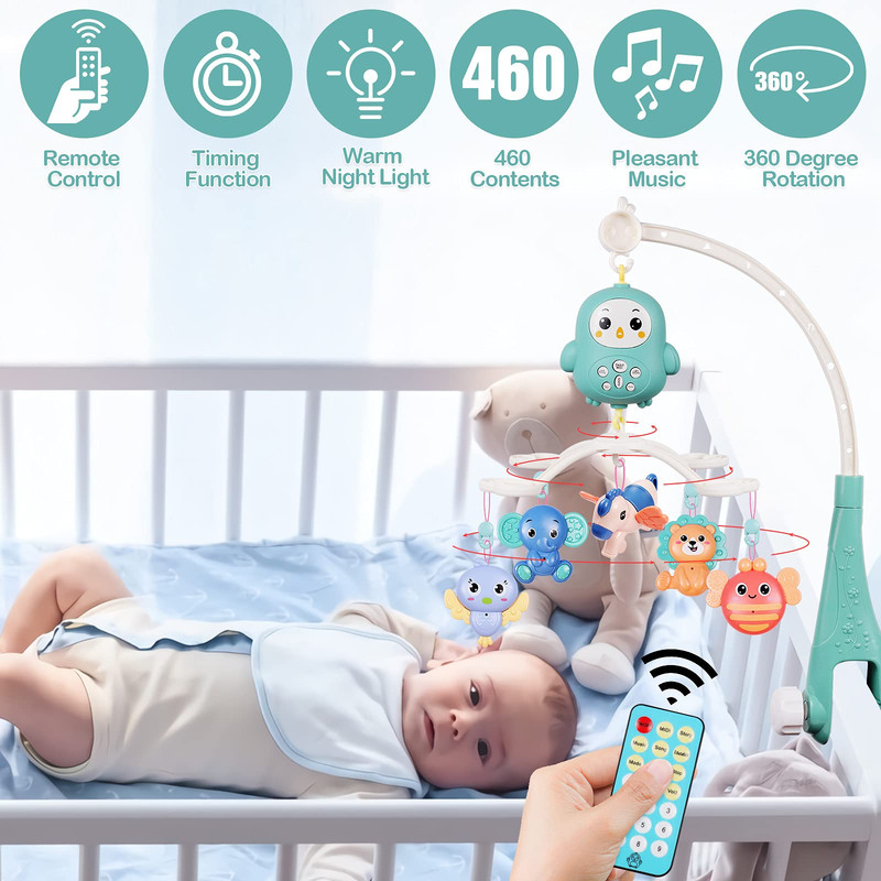 MOVIL CUNA MUSICAL 5EN1 LUZ SONAJERO GIRATORIA BEBES LAU - 3