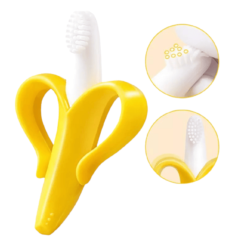 SET 5 MORDEDORES SILICONA PLATANO CEPILLO DIENTES BEBE LAU - 6