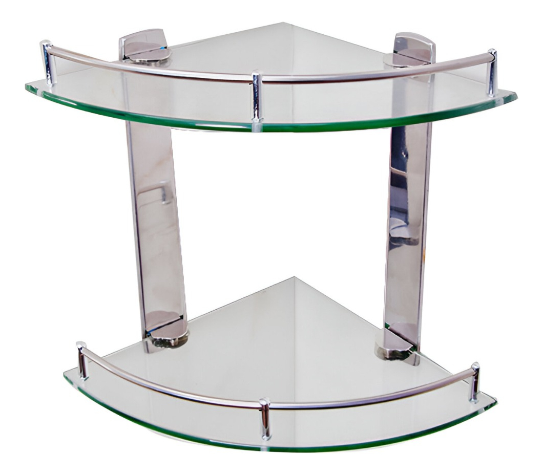 ESTANTE ORGANIZADOR BAÑO DOBLE TRIANGULAR VIDRIO JHN - 1