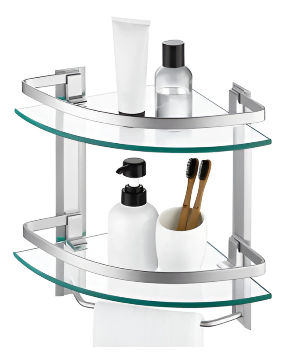 ESTANTE ORGANIZADOR BAÑO DOBLE TRIANGULAR VIDRIO JHN - 2