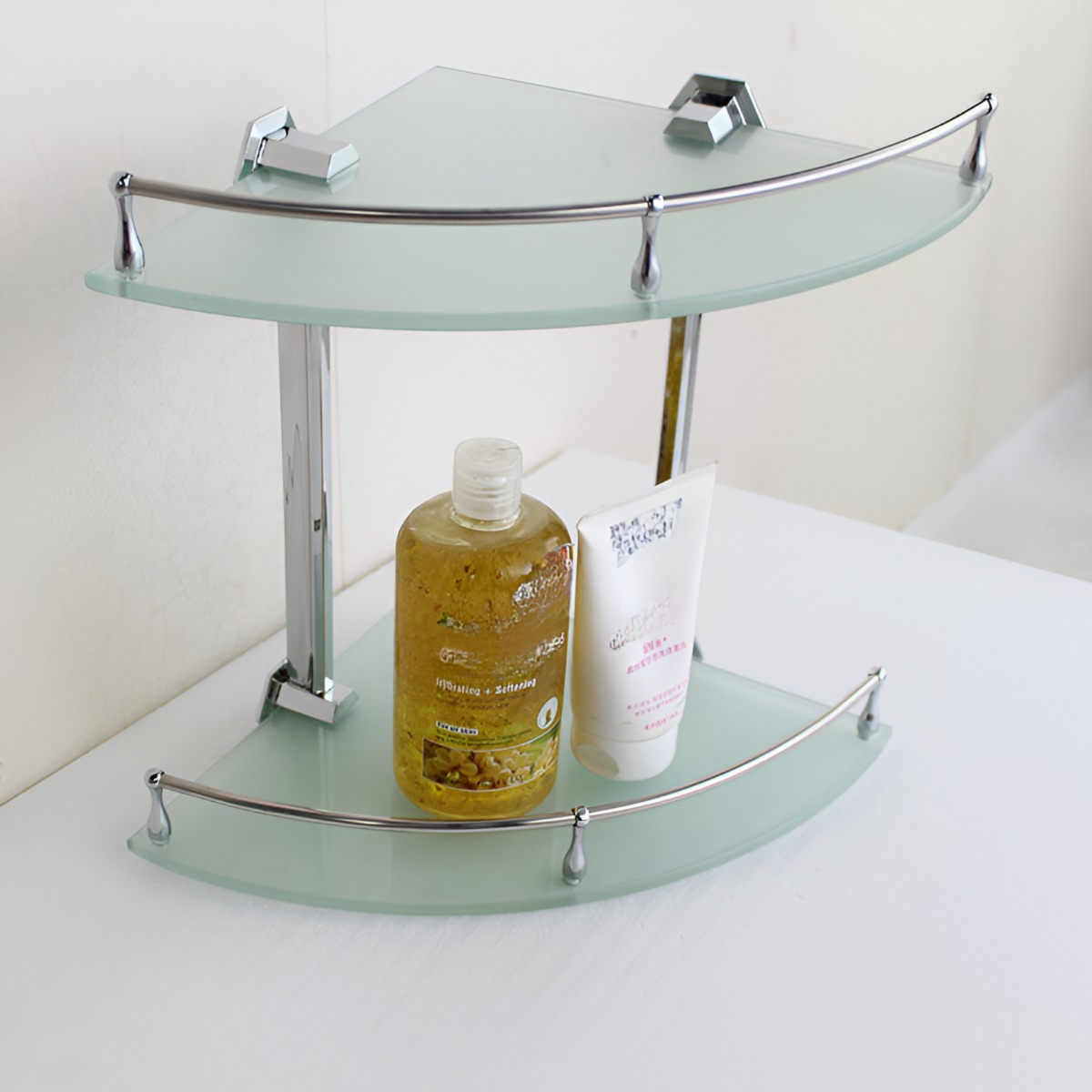 ESTANTE ORGANIZADOR BAÑO DOBLE TRIANGULAR VIDRIO JHN - 4