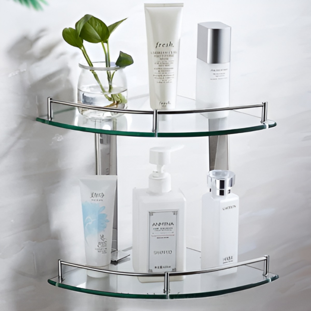 ESTANTE ORGANIZADOR BAÑO DOBLE TRIANGULAR VIDRIO JHN - 5