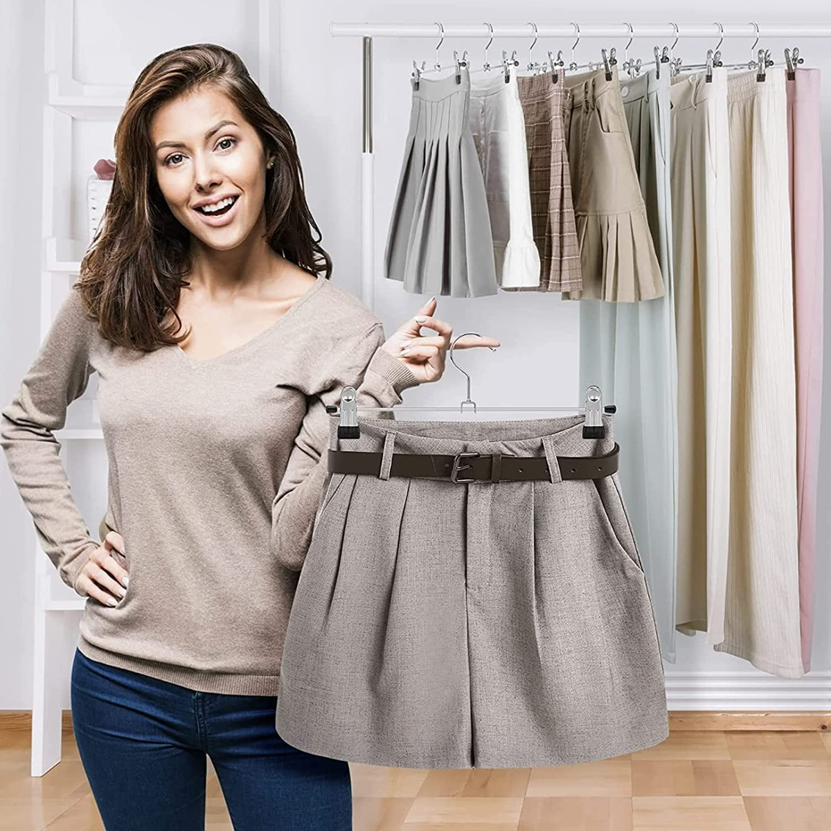 KIT 10 UNID CLIP FALDA PANTALONES PERCHAS CINTURONES JHN - 10