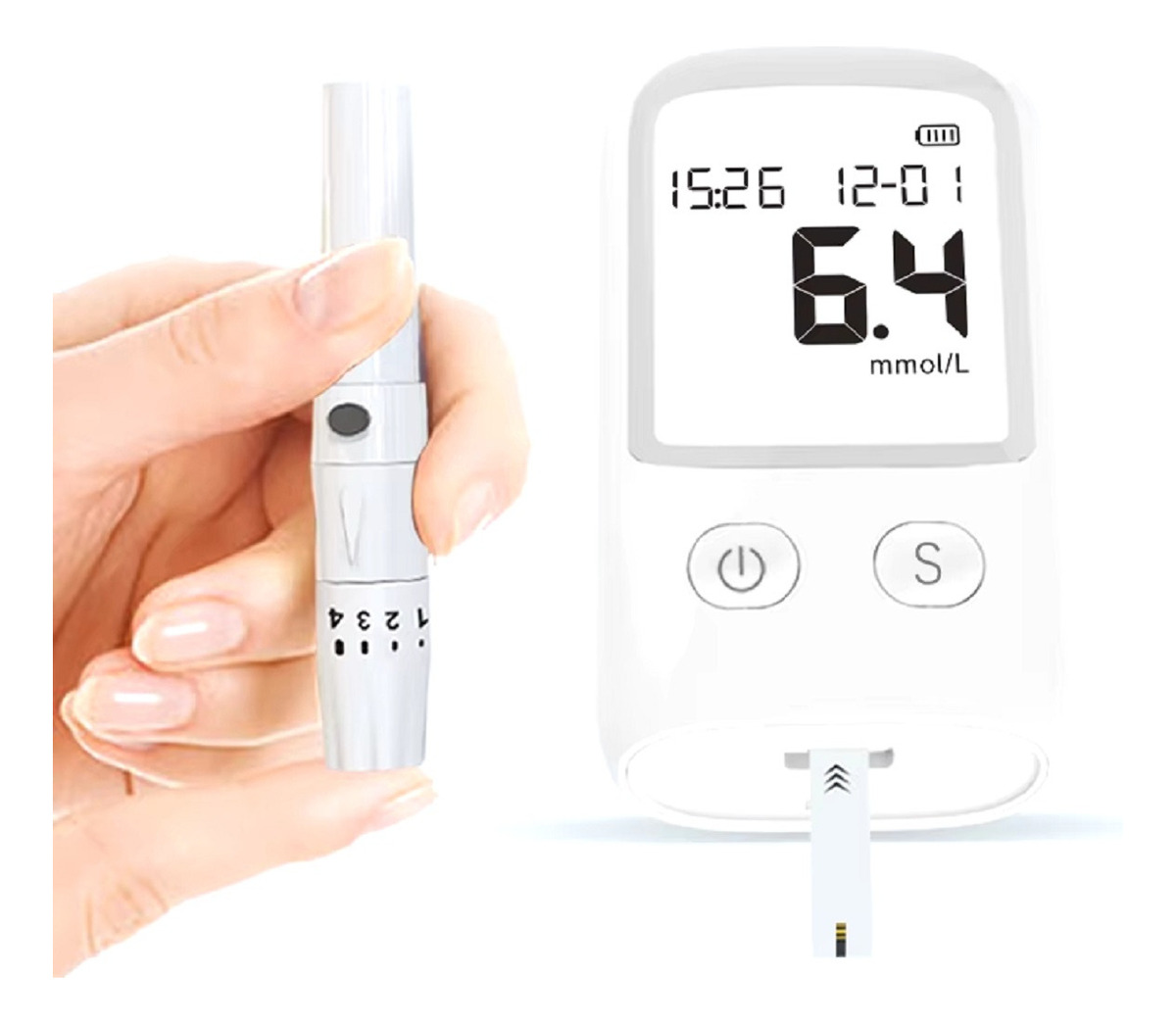 GLUCÓMETRO MONITOR PORTÁTIL TIRAS LANCETAS PRECISA LAU - 1