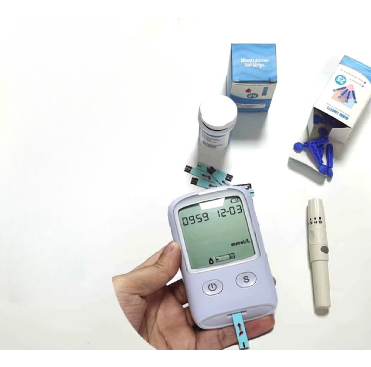 GLUCÓMETRO MONITOR PORTÁTIL TIRAS LANCETAS PRECISA LAU - 7