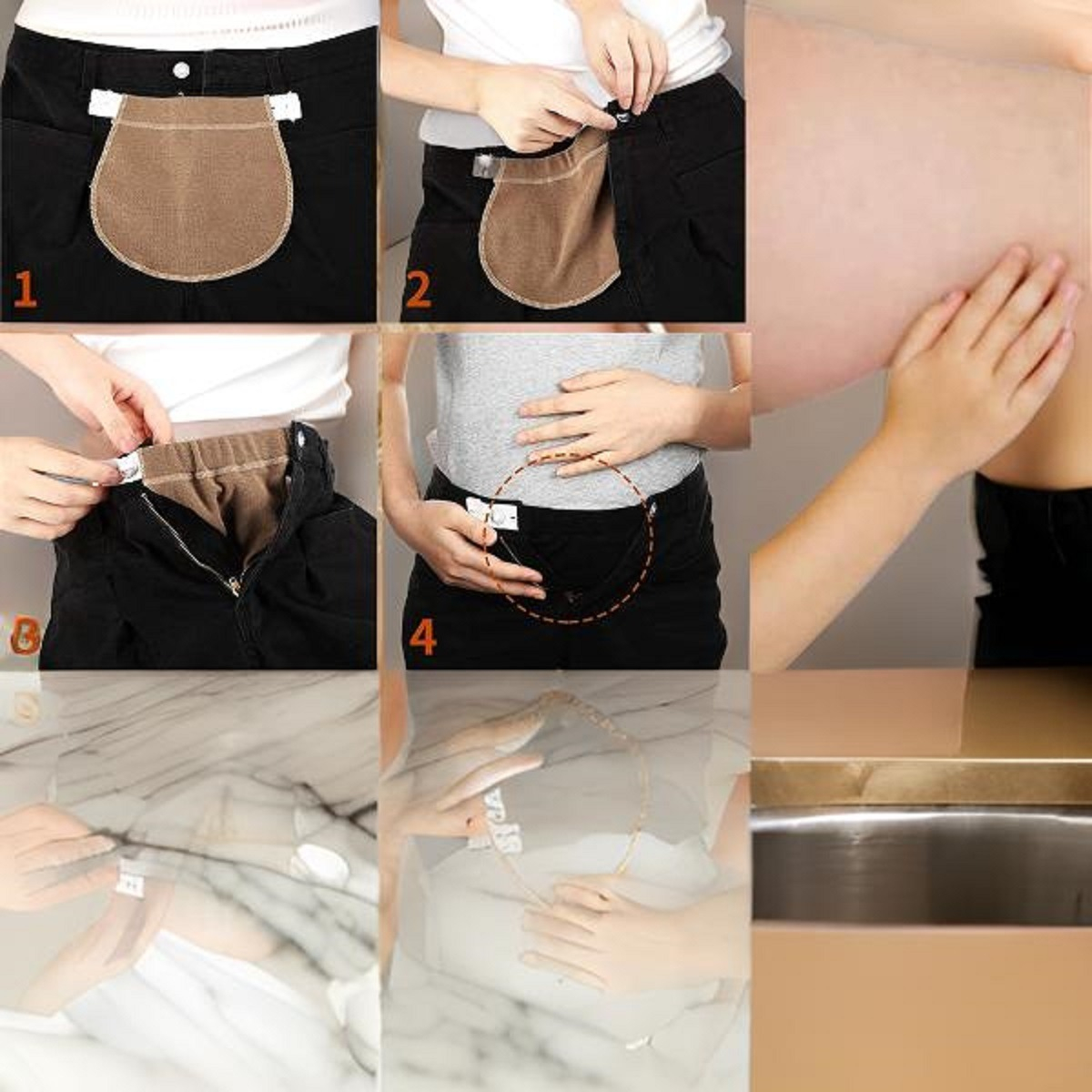 SET DE 5 EXTENSORES PANTALÓN EMBARAZO AJUSTABLE MATERNAL JHN - 8