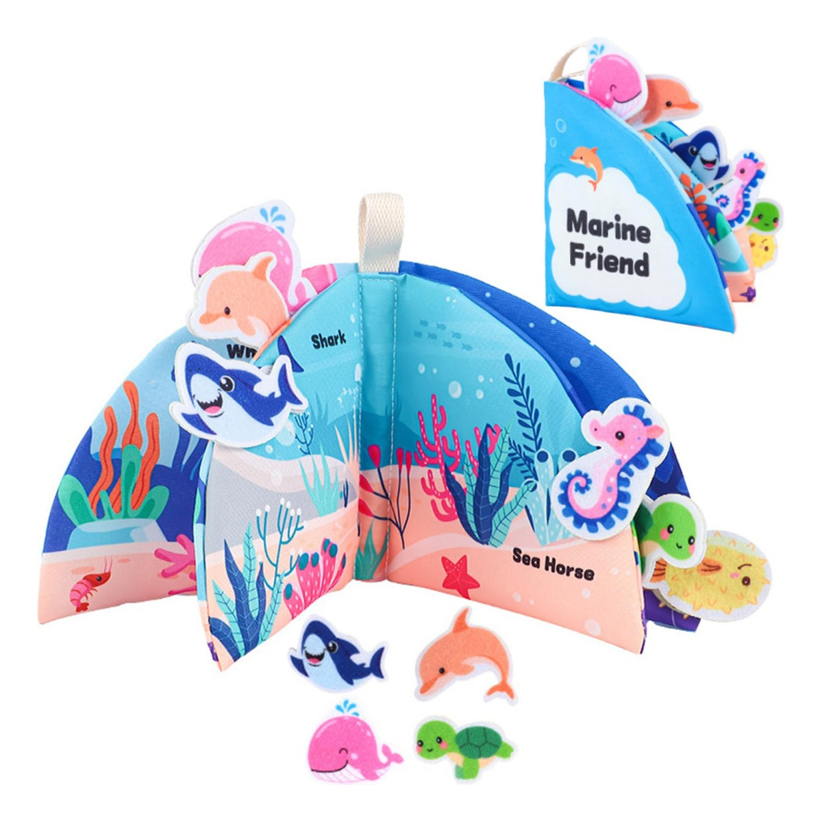 SET DE 2 LIBRO TELA BEBÉ EDUCATIVO SENSORIAL LAVABLE JHN - 3