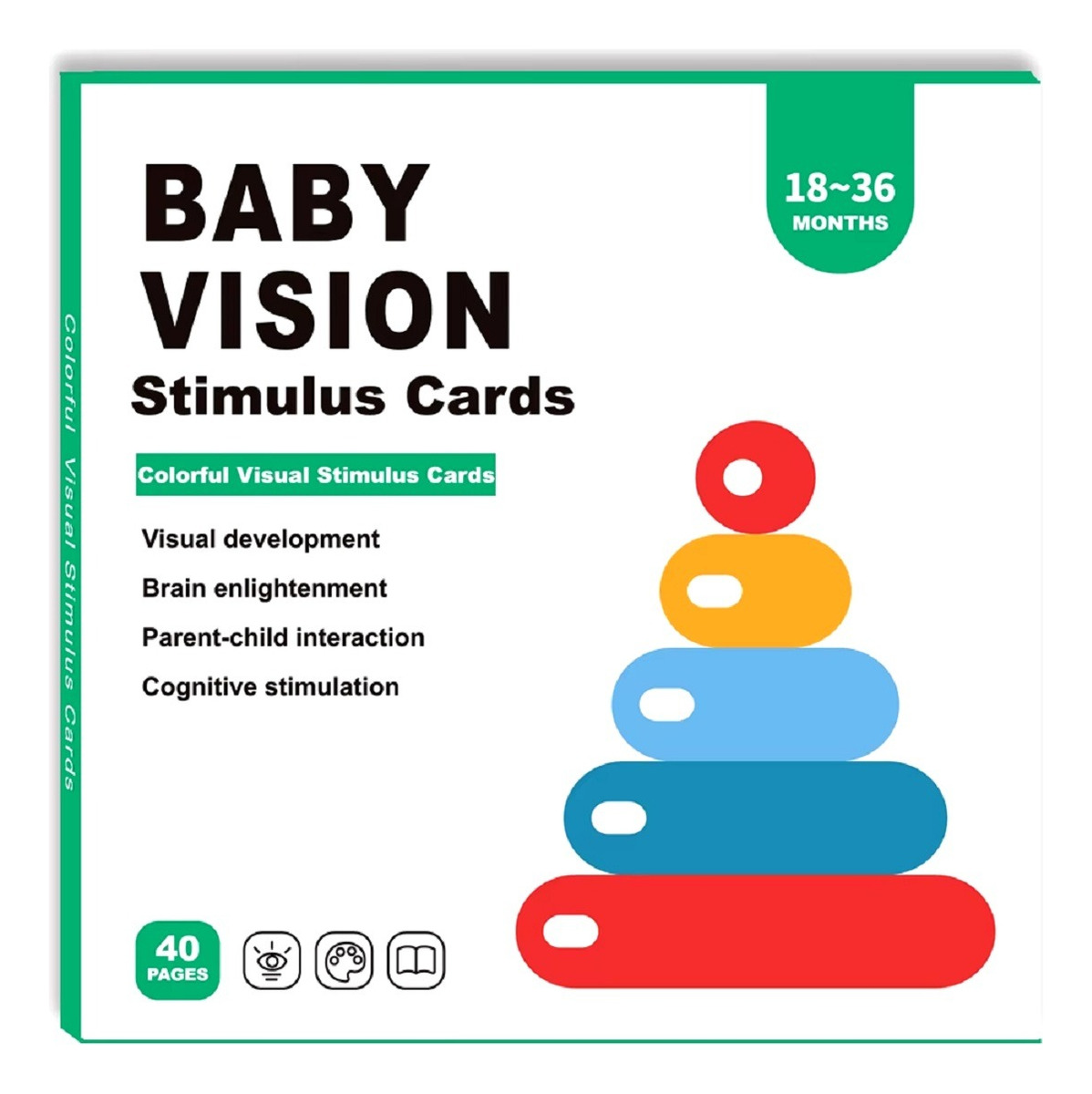 SET DE 6 TARJETAS ESTIMULACIÓN VISUAL BEBÉ 18-36 MESES JHN - 3
