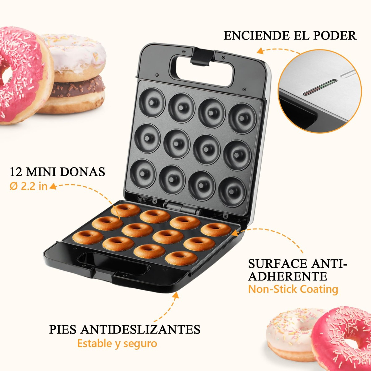 MAQUINA DONUTS 12 PCS 1400W HORNEA FIESTA COCINA LAU - 10