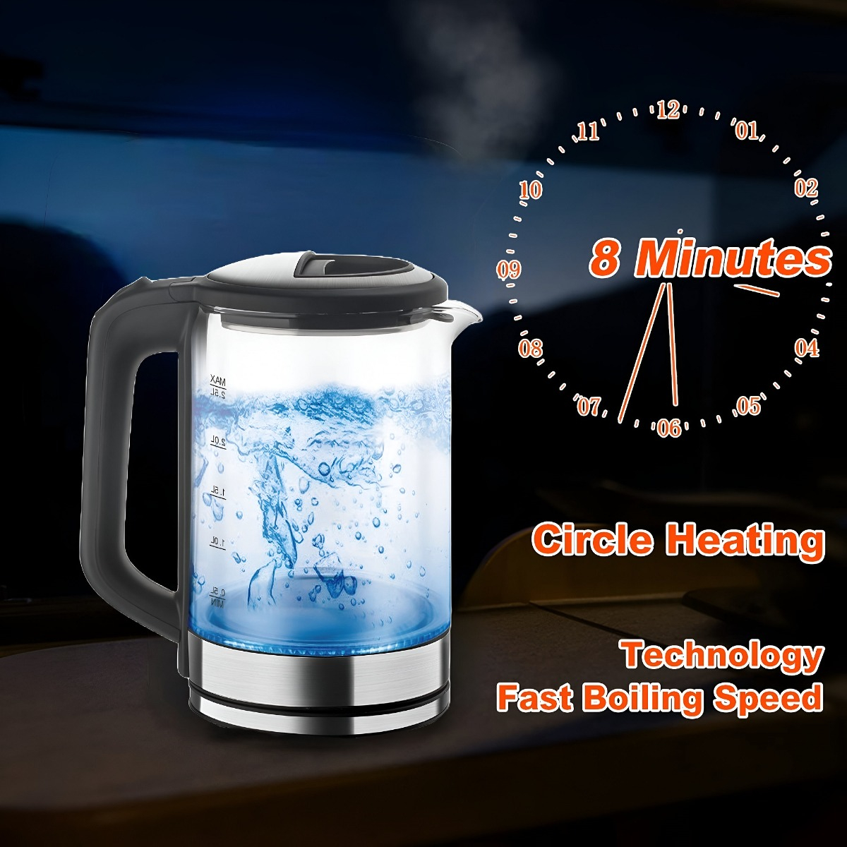 HERVIDOR AGUA 2,5L CALOR AJUSTABLE TE CAFÉ COCINA HOGAR LAU - 8