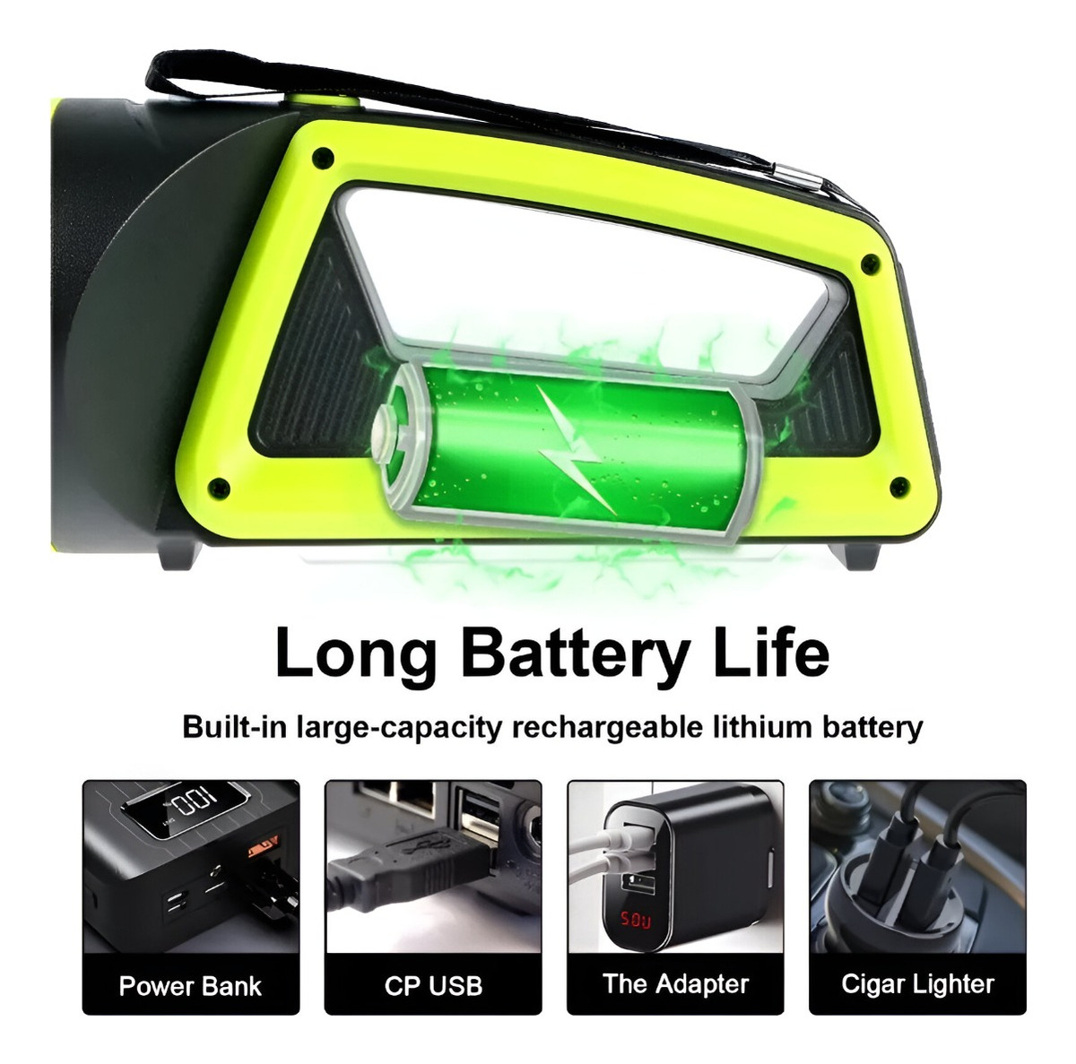 LINTERNA SPOTLIGHT V-G LED RECARGABLE USB HOGAR CAMPING LAU - 6
