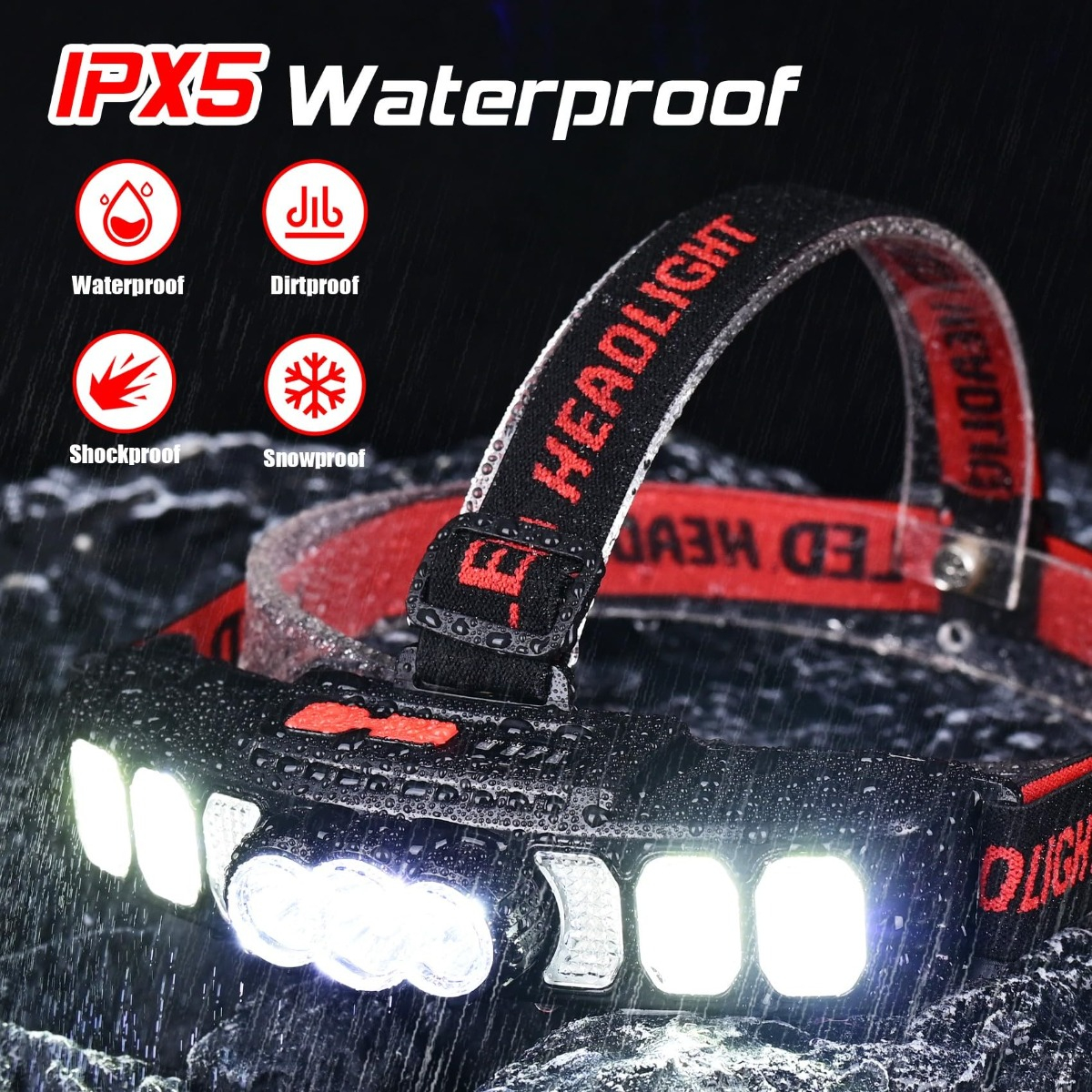 LINTERNA FRONTAL HEADLIGHT RECARGABLE LED CAMPING LAU - 8