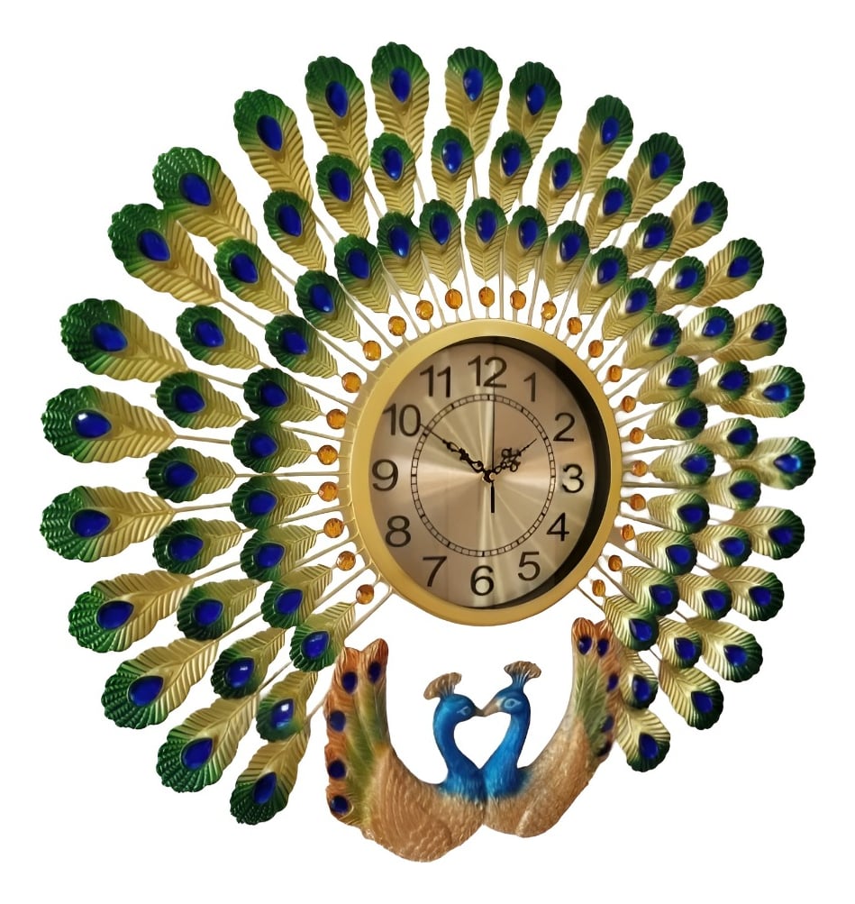 RELOJ PARED PAVO REAL DECORATIVO MODERNO SILENCIOSO JHN - 1