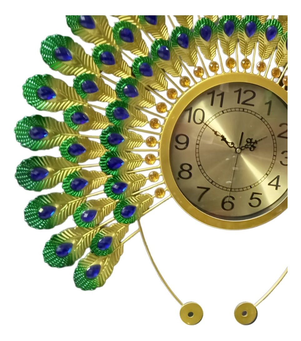 RELOJ PARED PAVO REAL DECORATIVO MODERNO SILENCIOSO JHN - 3