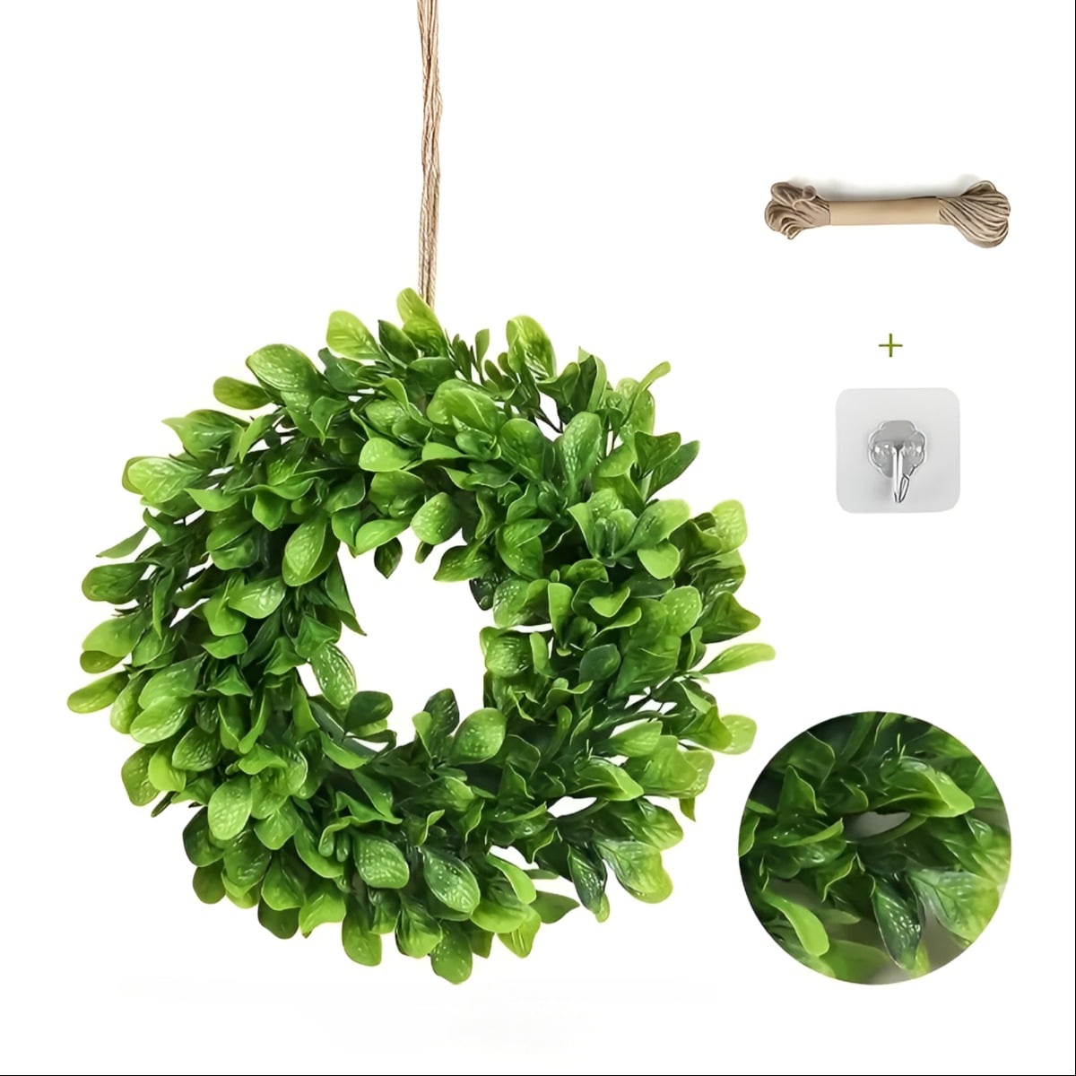 SET DE 2 CORONA ARTIFICIAL PUERTA DECORATIVA EUCALIPTO JHN - 3