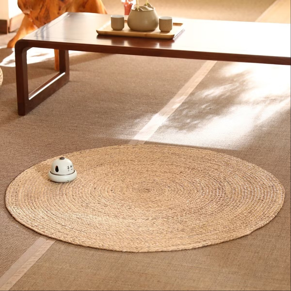 ALFOMBRA TRENZADA YUTE TEJIDA NATURAL BOHEMIO DECORATIVA JHN - 7