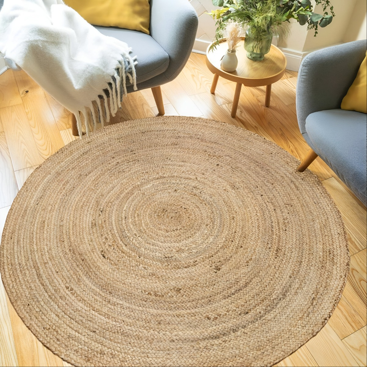 ALFOMBRA TRENZADA YUTE TEJIDA NATURAL BOHEMIO DECORATIVA JHN - 10