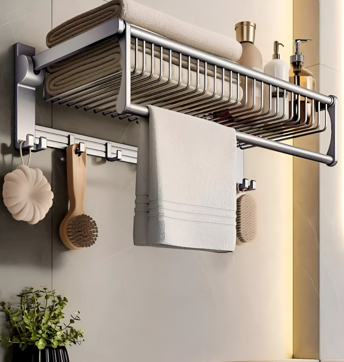 TOALLERO BAÑO 20 PULGADAS DOBLE PLEGABLE BARRA TOALLA JHN - 5