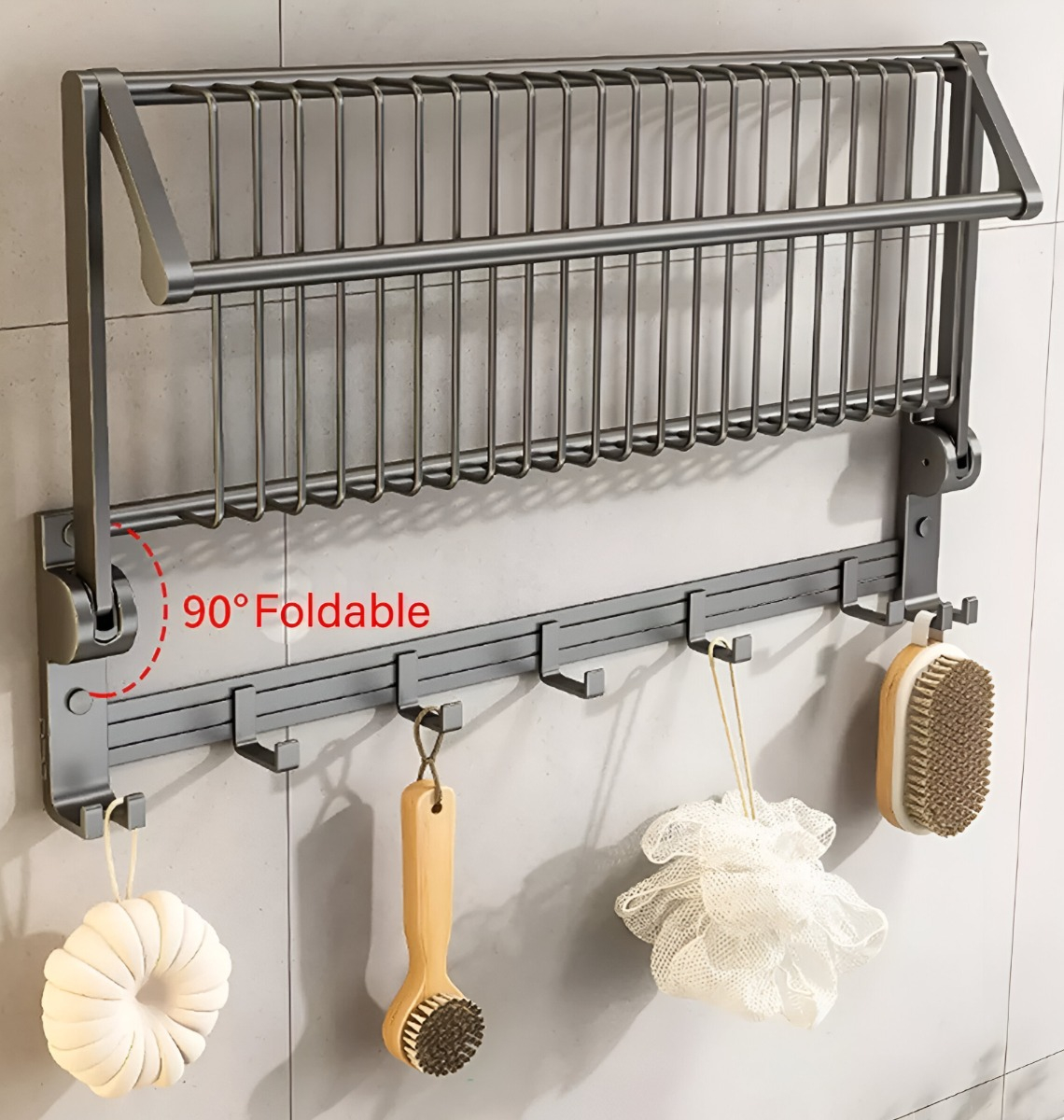 TOALLERO BAÑO 20 PULGADAS DOBLE PLEGABLE BARRA TOALLA JHN - 6