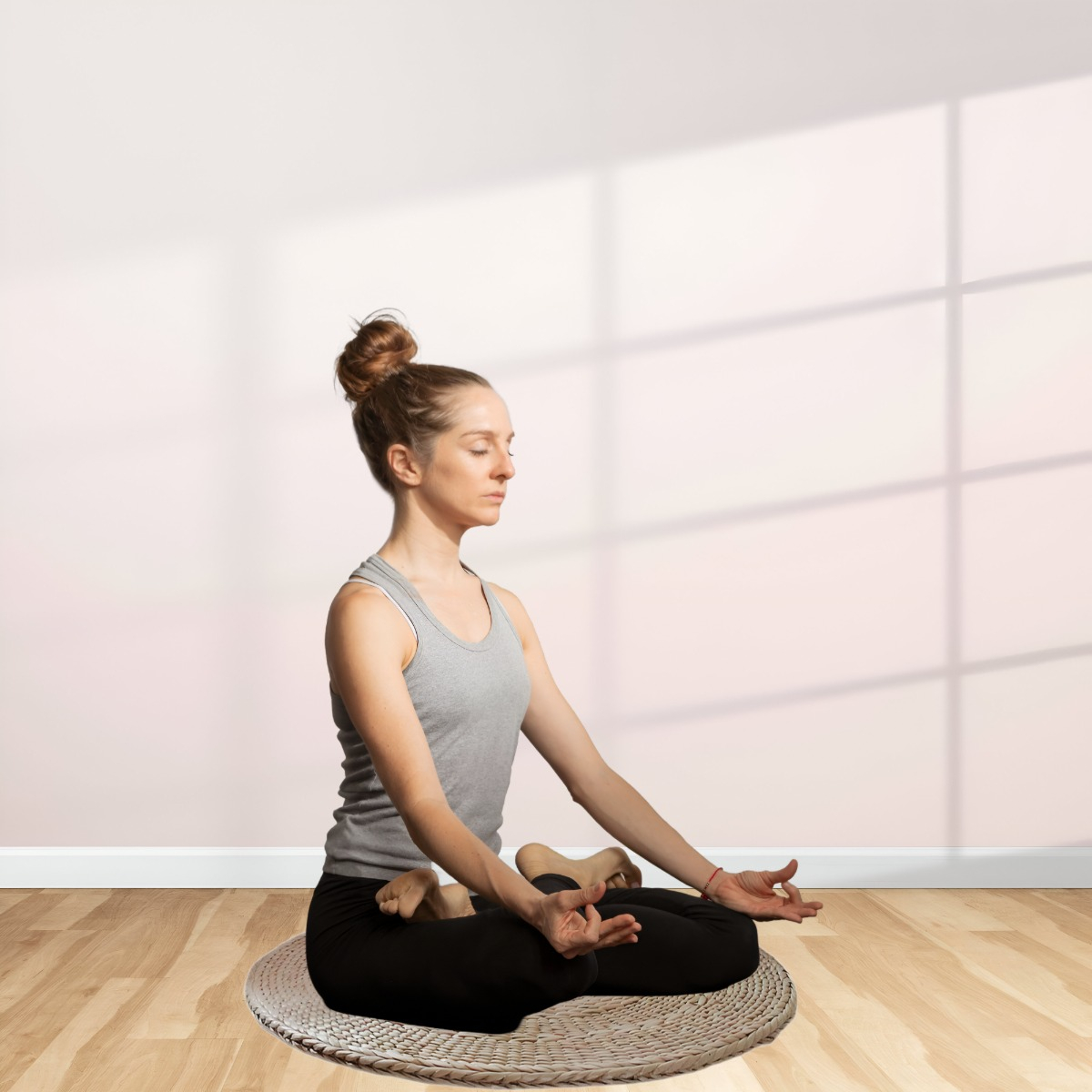 ALFOMBRA PISO COJÍN TATAMI RÚSTICA CÓMODA VERSÁTIL YOGA JHN - 5
