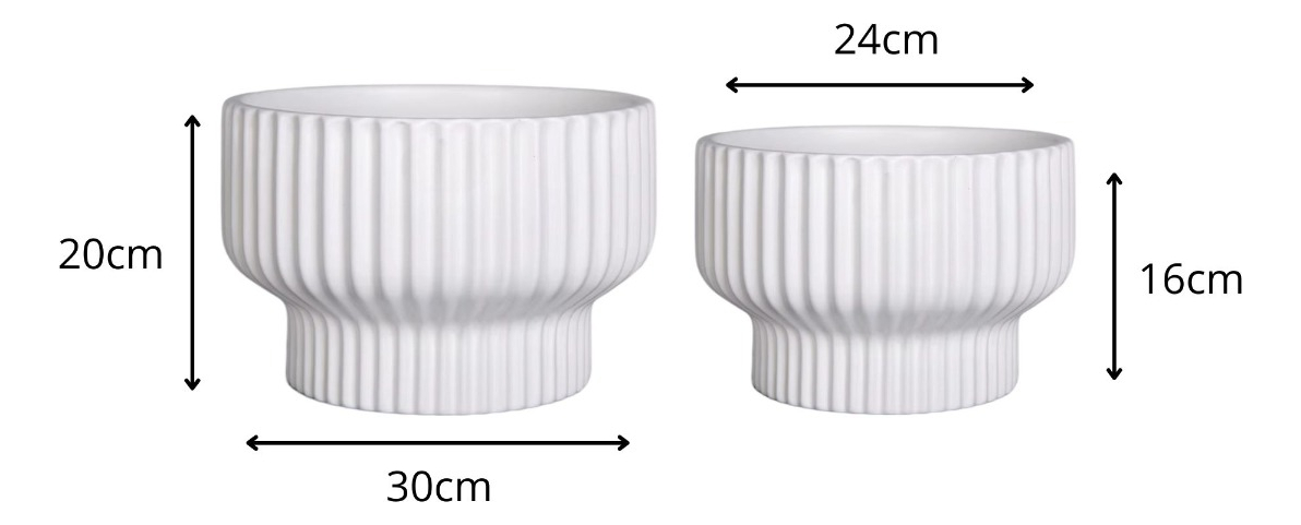 SET 2 MACETAS CERÁMICA MINIMALISTA TEXTURIZADA DRENAJE JHN - 2
