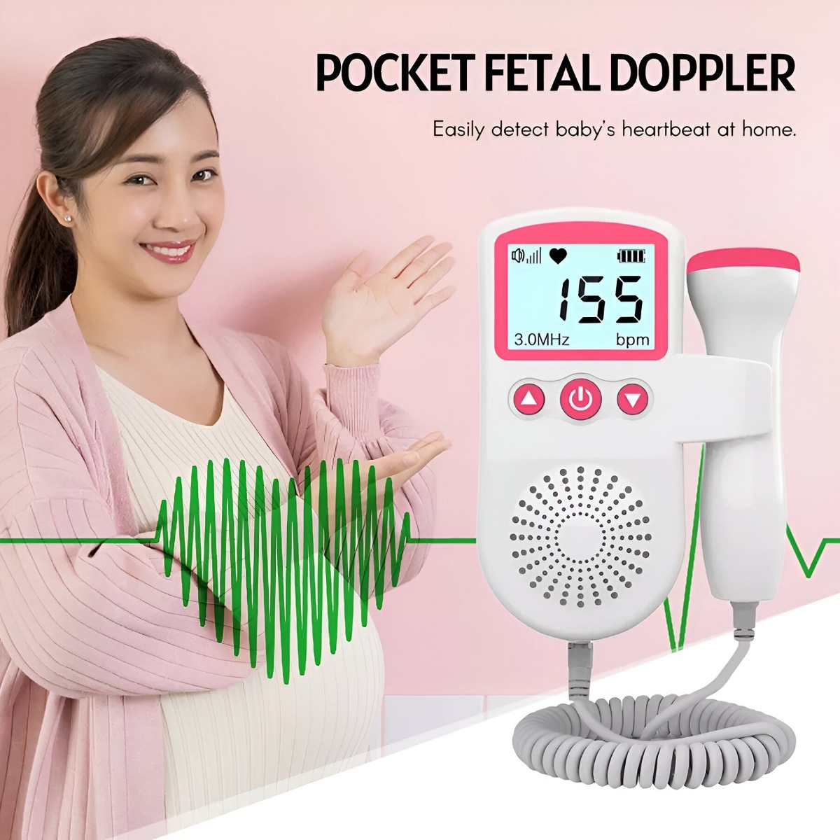 ECÓGRAFO DOPPLER FETAL PORTÁTIL LATIDOS CORAZÓN BEBÉ JHN - 4