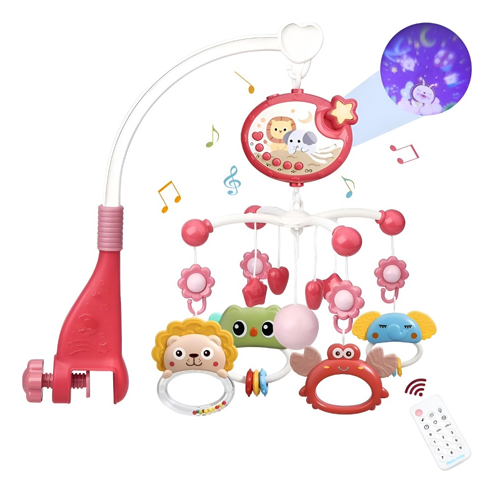 MÓVIL BEBÉ CUNA MÚSICA LUCES CARRUSEL PORTÁTIL COLGANTE JHN - 1