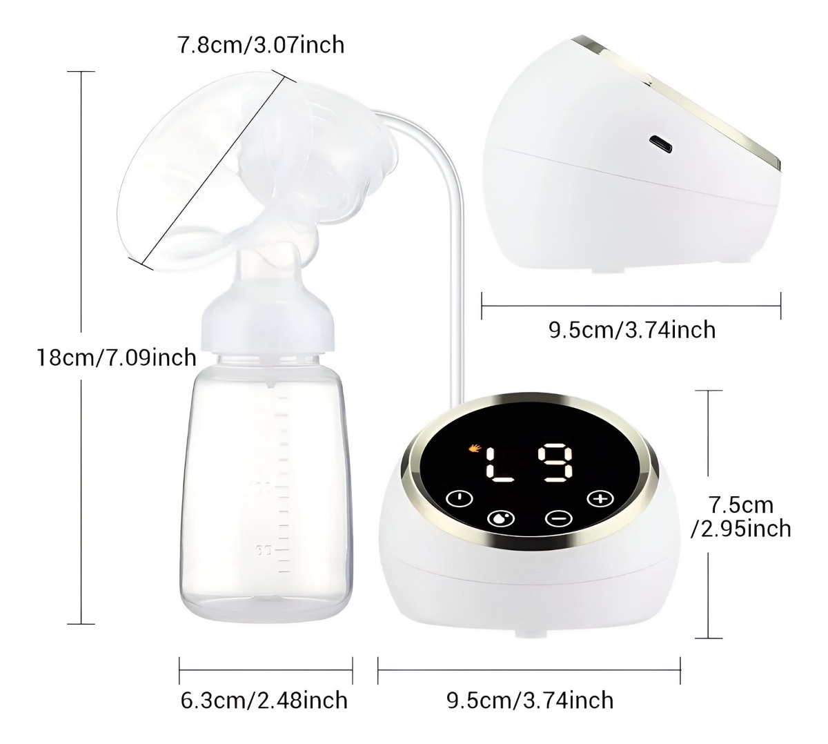 SACALECHES RECARGABLE USB EXTRACTOR LECHE PORTÁTIL LED JHN - 2