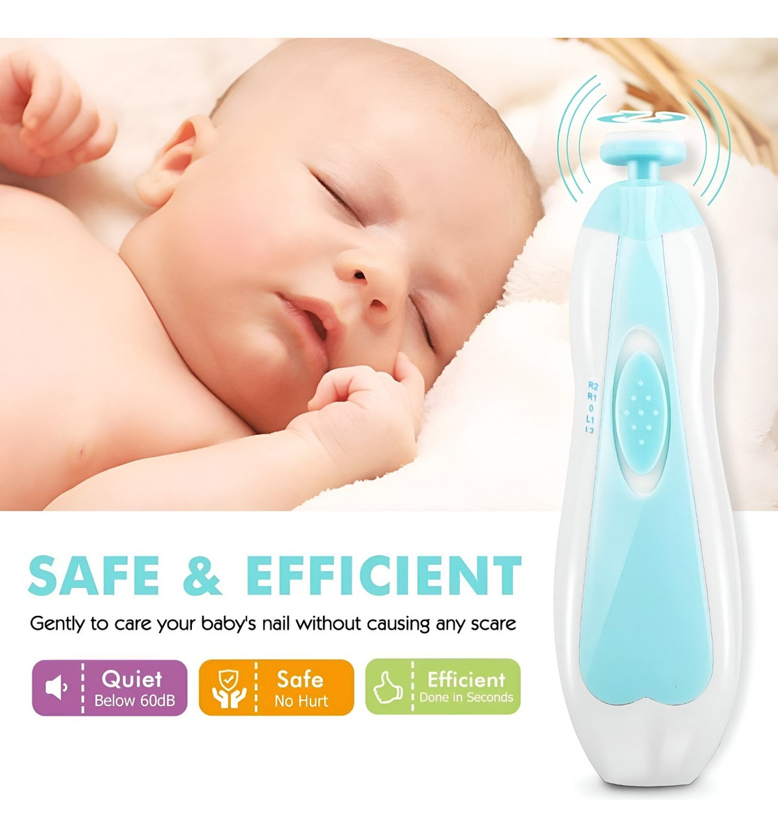 KIT LIMA UÑAS BEBÉS CORTAÚÑAS PULIDORA VERSÁTIL CUIDADO JHN - 5
