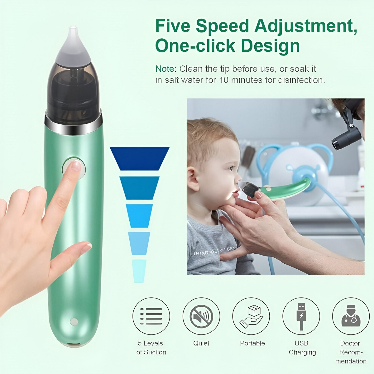 ASPIRADOR NASAL RECARGABLE BEBÉ LECHÓN LIMPIADOR JHN - 9