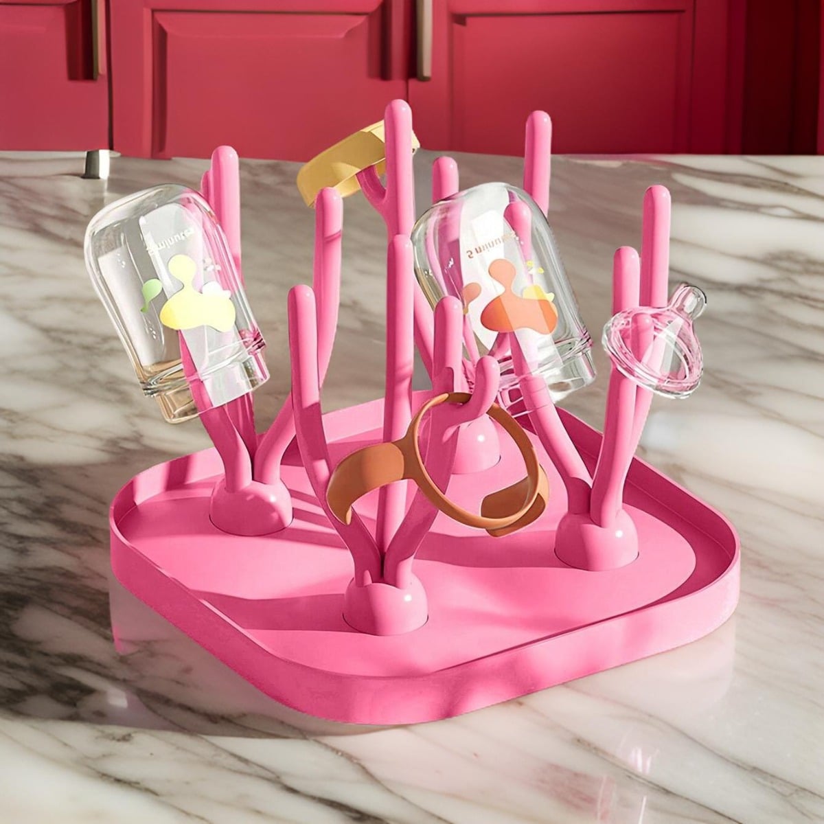 SET 3 ESCURRIDOR SECADOR MAMADERA BIBERON ARBOL BEBES LAU - 2