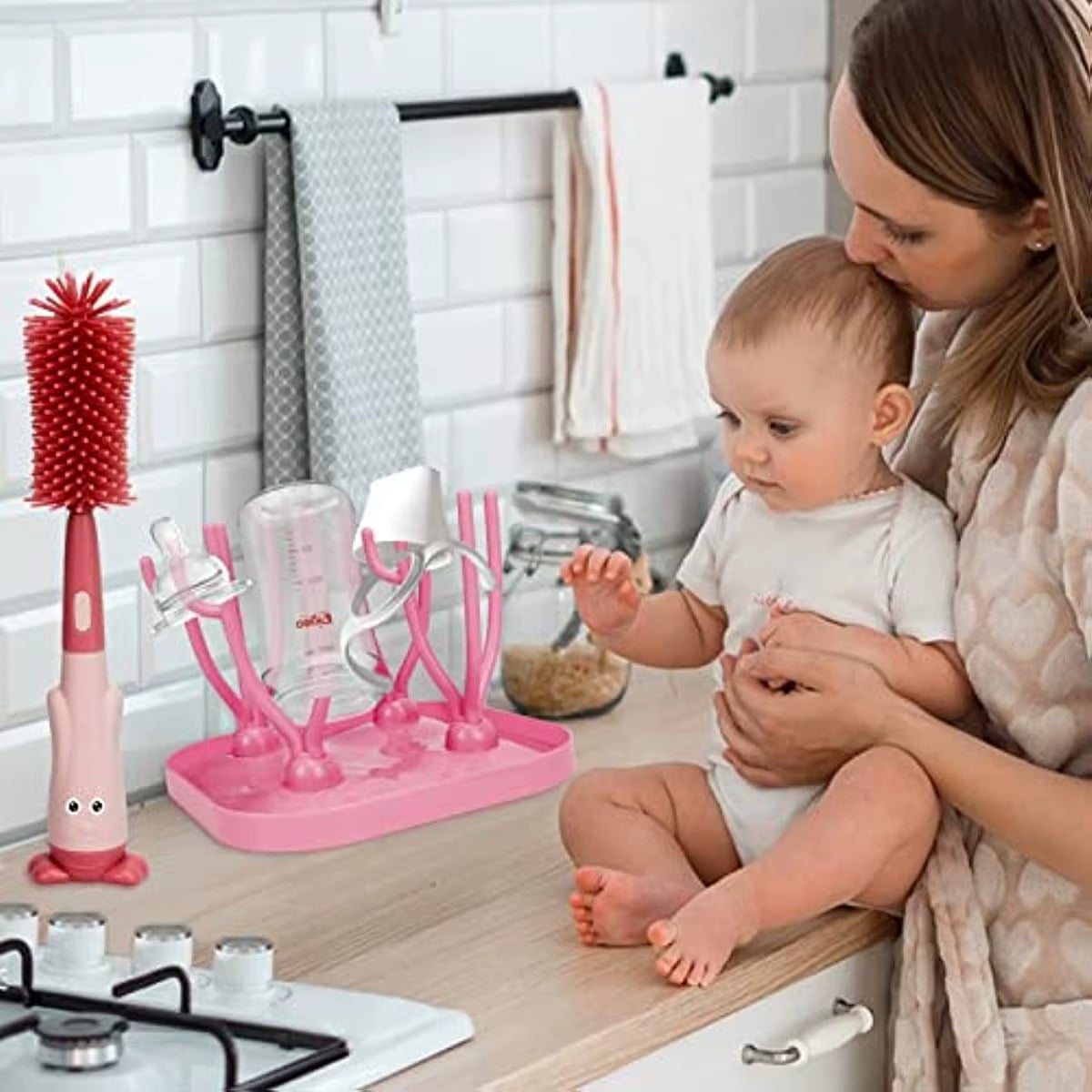 SET 3 ESCURRIDOR SECADOR MAMADERA BIBERON ARBOL BEBES LAU - 5