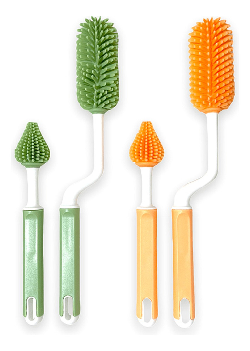 SET 3 CEPILLOS SILICONA LIMPIA MAMADERA BIBERON BEBES LAU - 1