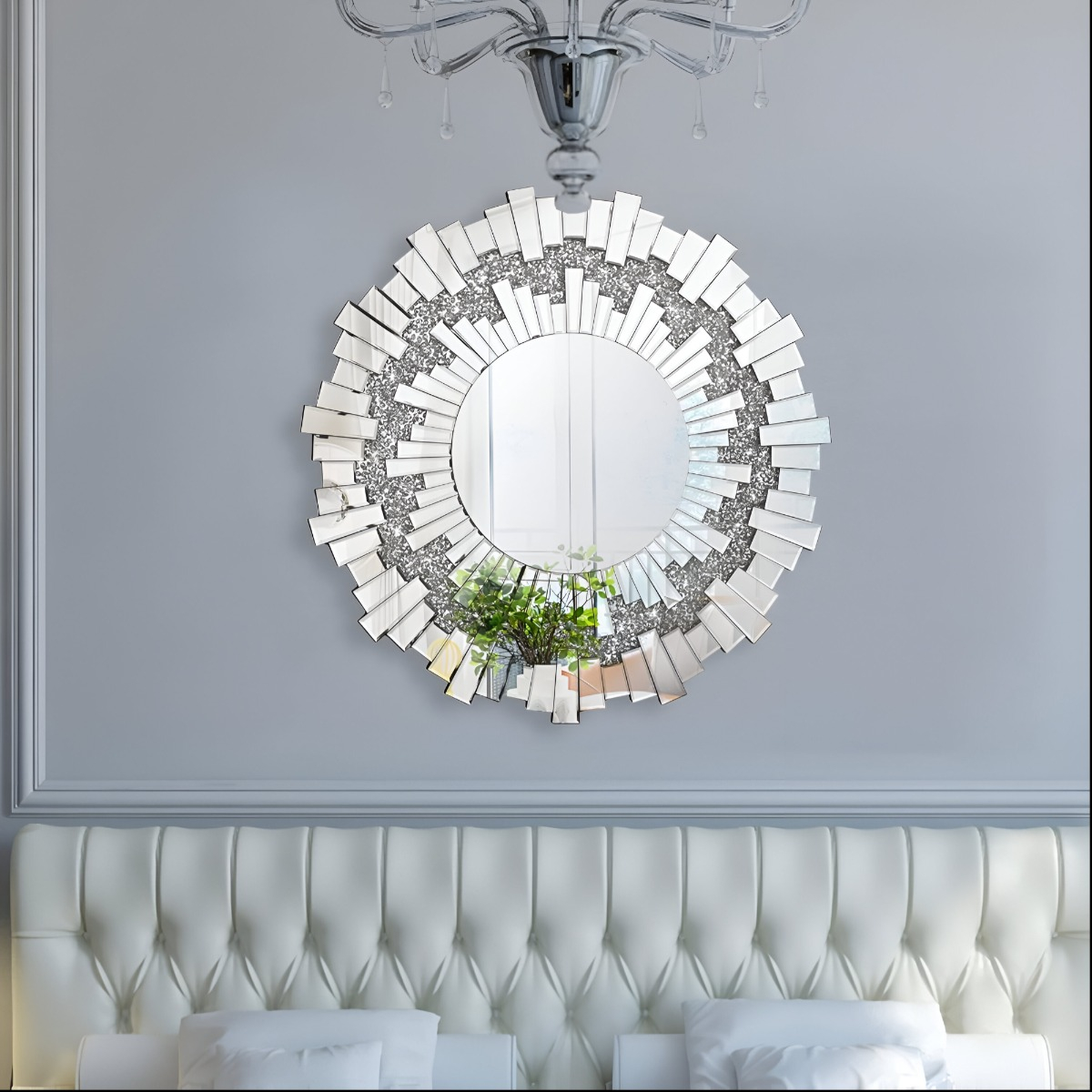 ESPEJO REDONDO DECORACIÓN PARED PLATEADO MODERNO GRANDE JHN - 4