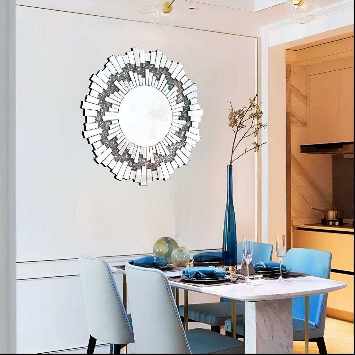 ESPEJO REDONDO DECORACIÓN PARED PLATEADO MODERNO GRANDE JHN - 6