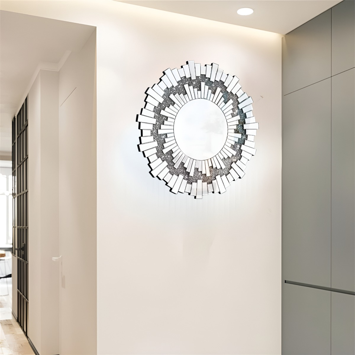 ESPEJO REDONDO DECORACIÓN PARED PLATEADO MODERNO GRANDE JHN - 9