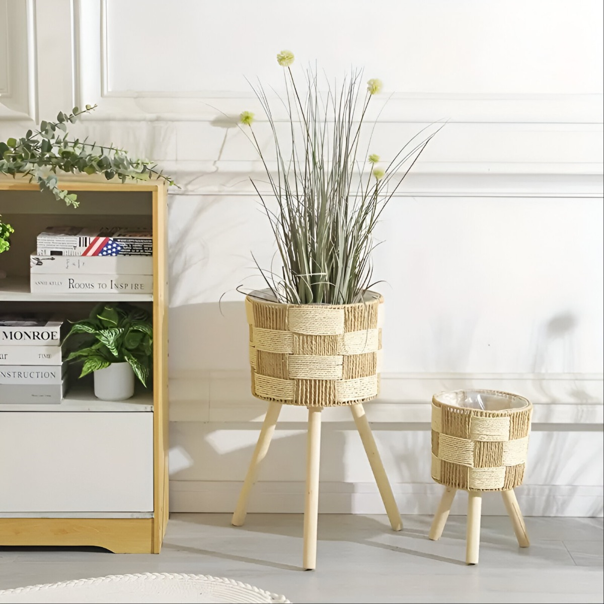 SET DE 3 MACETEROS TEJIDOS A MANO JARDÍN DECORACIÓN JHN - 7