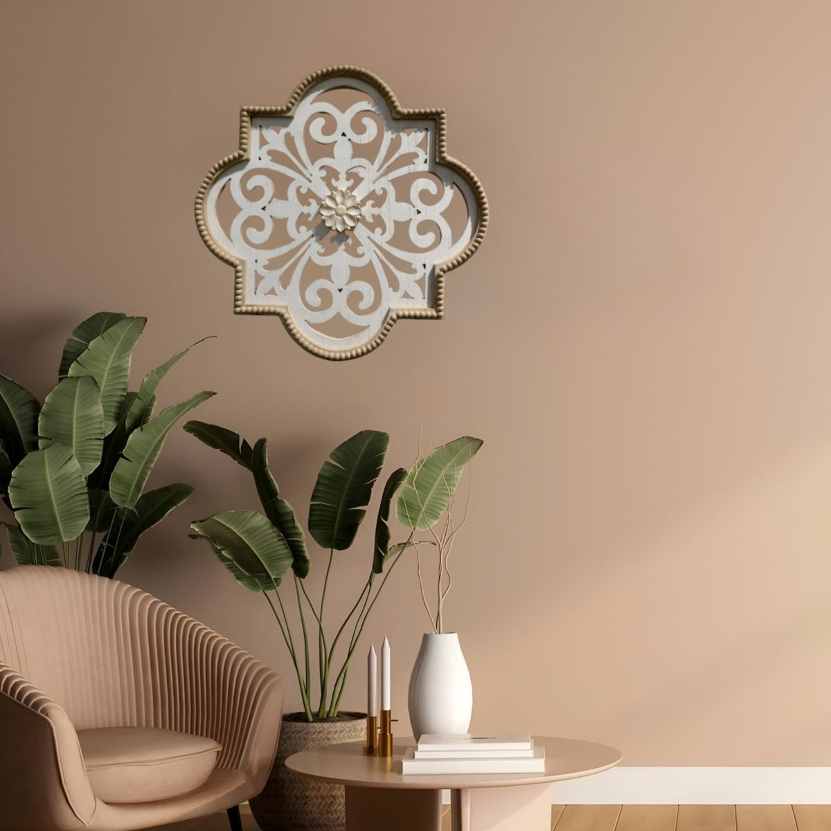 DECORACIÓN PARED FLORES HUECAS ESCULTURA VINTAGE JHN - 3