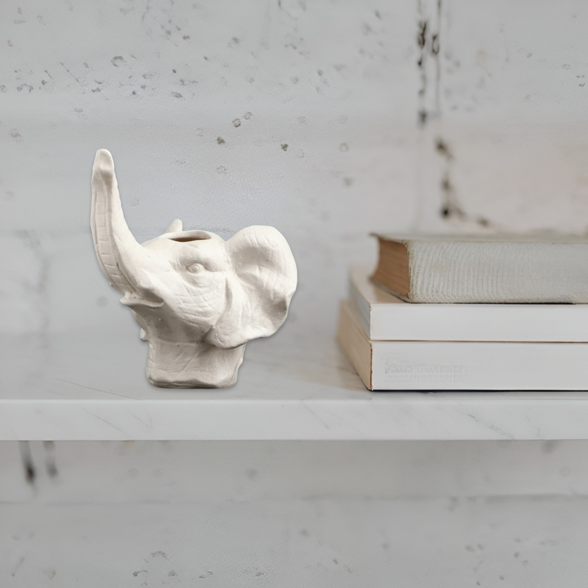 MACETA CERÁMICA ELEFANTE BLANCO DECORACIÓN JHN - 2