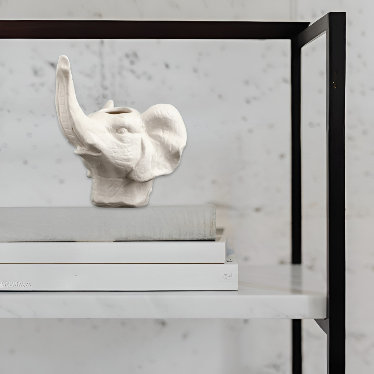 MACETA CERÁMICA ELEFANTE BLANCO DECORACIÓN JHN - 10