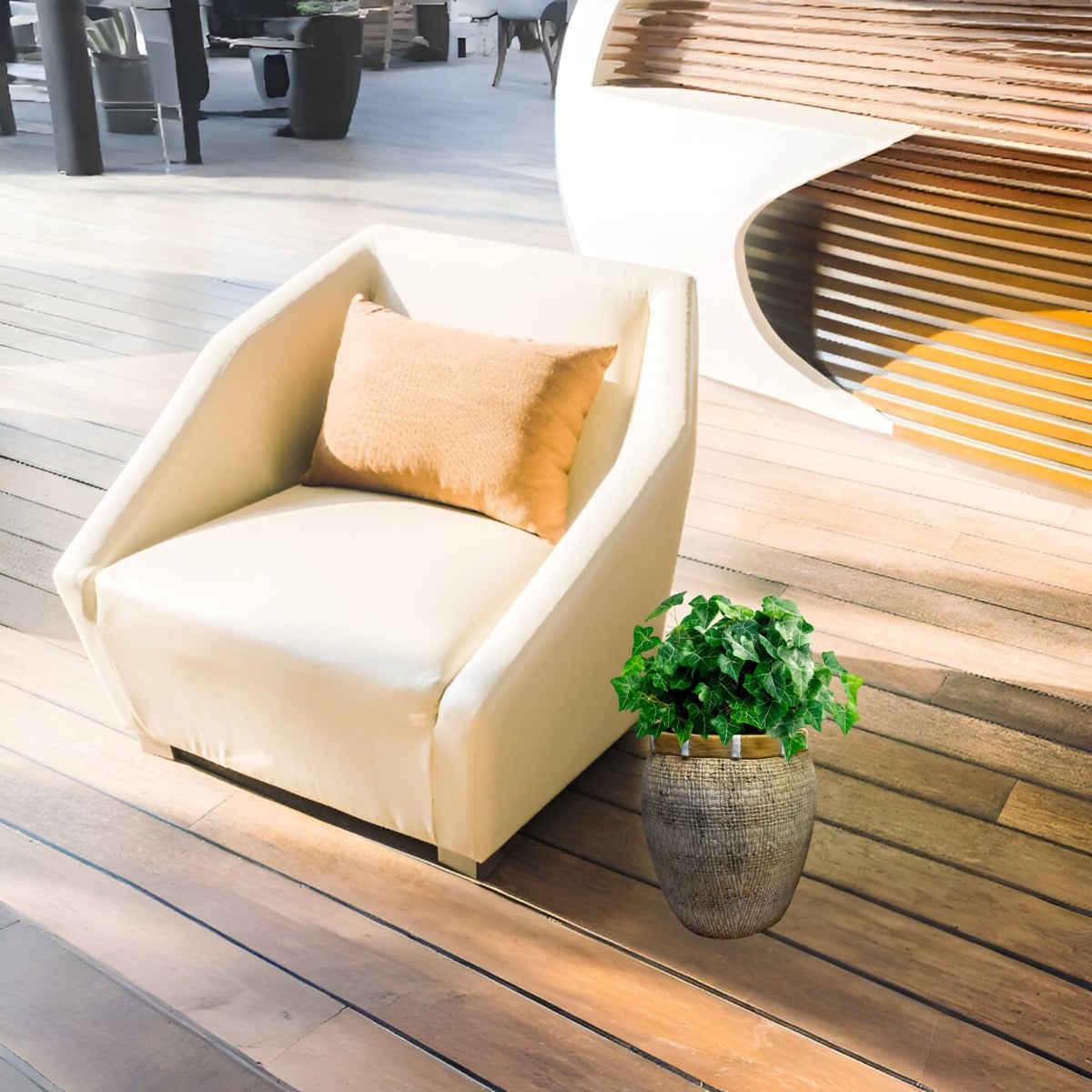 MACETA DECORATIVA PLANTAS ARCILLA IMITACIÓN DE RATÁN JHN - 7