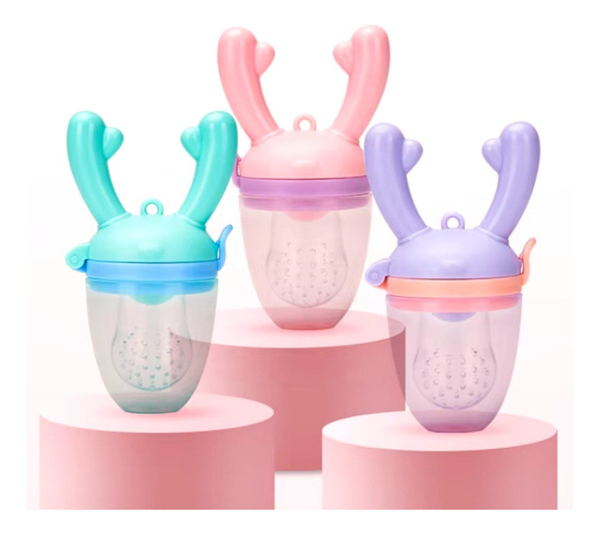 SET 4 CHUPETE ALIMENTADOR FRUTAS SILICONA MORDEDOR BEBES LAU - 3