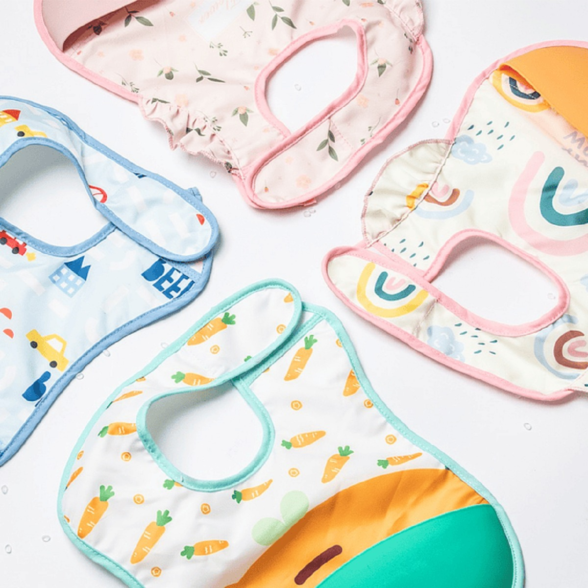 SET 2 BABEROS SILICONA IMPERMEABLE BANDEJA RECOLECTARA LAU - 2