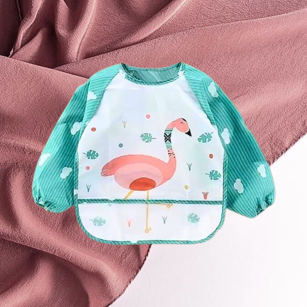 SET 3 BABEROS SILICONA IMPERMEABLE MANGA LARGA BEBE LAU - 8