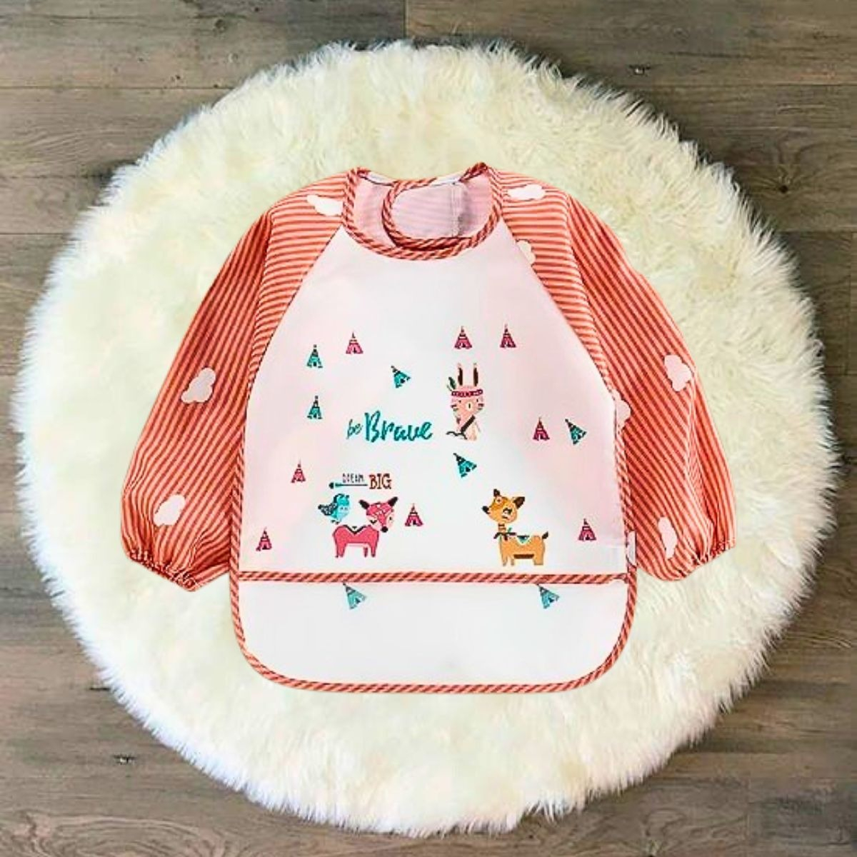 SET 3 BABEROS SILICONA IMPERMEABLE MANGA LARGA BEBE LAU - 10