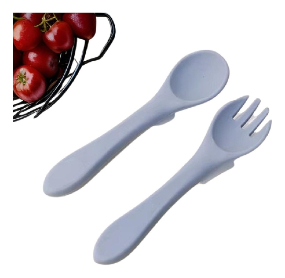 SET 4 CUBIERTO+CUCHARA SILICONA ERGONOMICO BEBES LAU - 3